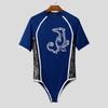 INCERUN Men's Short Sleeve Side Lace Patchwork Jumpsuits Fitted Playsuits Home Wear