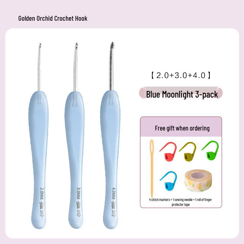 Soft Grip Resin Crochet Hook with Hand-Polished Stainless Steel Needle for Doll and Wool Knitting