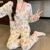Cartoon Cat Pajamas Women'S Autumn Cloud Cotton Long-Sleeved Cardigan Cute Girl Can Wear Loungewear Suit