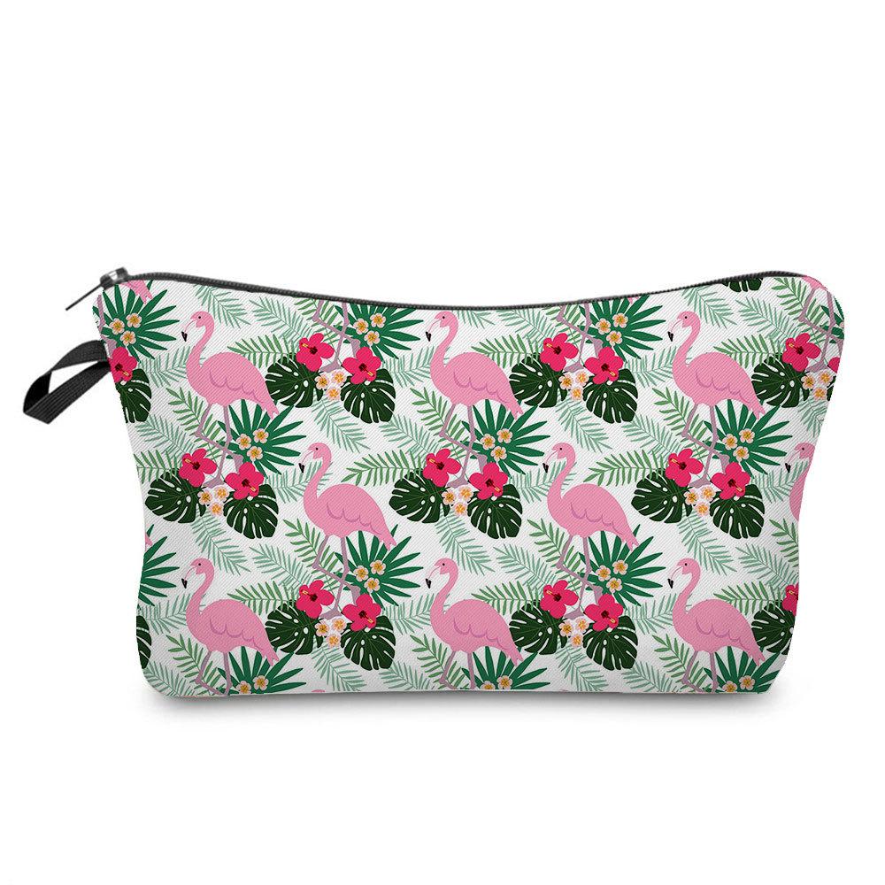 Damen Pflanzenmuster Kosmetiktasche Toilettenartikel Organizer Reiseaufbewahrungstasche 6871