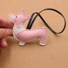 Cute Little Dog Keychain Cartoon Pu Leather Charms Exquisite Multi Layer Hanging Decor Splicing Corgi Dog Bag Pendant