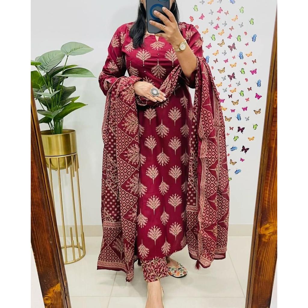 Women Designer Kurta Pant Dupatta Set Indian Bollywood Top Tunic Kurti Dress VF-20189