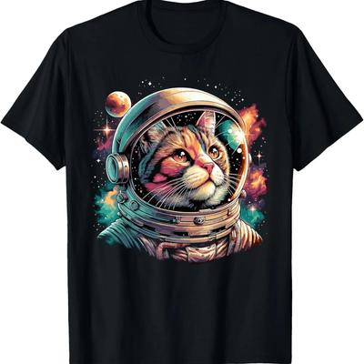 Galaxie Astronaut Katze Weltraum T-Shirt
