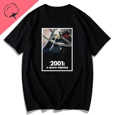 2001 A Space Odyssey Sci-fi Movie Retro Direct Spray Breathable Print Cotton Short Sleeve  Loose Mens T Shirt Ropa Hombre