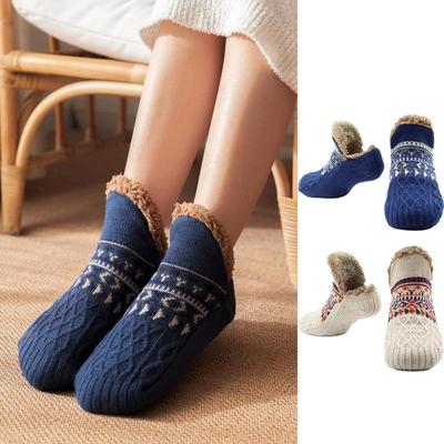 Winter Floor Socks Warm Non-slip Thermal Socks Thick Knitted Fleece Carpet Sock Home Bedroom Sleeping Sock For Women Men Gifts