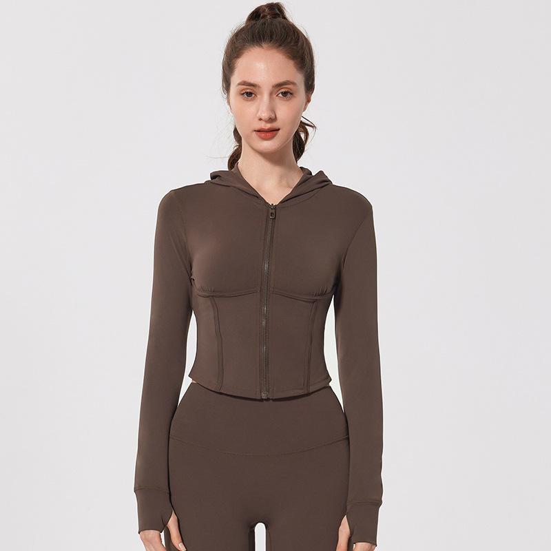 Antibacterial Bare Feel Sports Jacket - Long Sleeve, Zippered, Tight Fit for Yoga & Running, Spring/Autumn