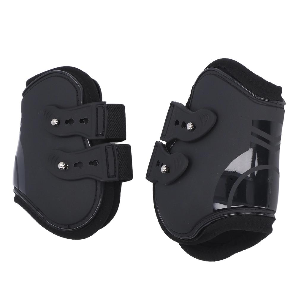 2Pcs Horse Tendon Boots Set Sturdy Adjustable PU Shell Tendon Guard Boots for HorsesBlack Hind Legs