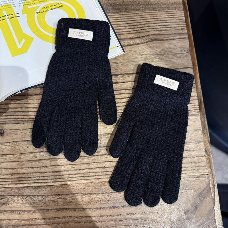 Fashionable Knit Touchscreen Gloves With Fleece Lining For Womens Winter Wear чёрный