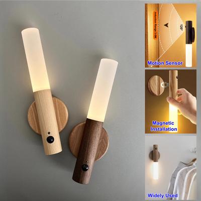 LED USB Night Light Magnetic Wall Lamp Kitchen Cabinet Closet Motion Sensor Light Home Staircase Room Bedside Table Move Lamp