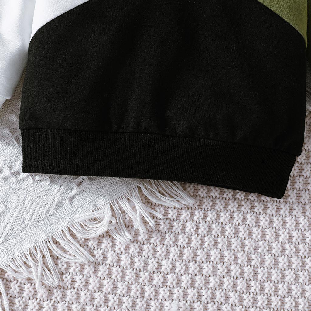 Frühling und Herbst Neues Sweatshirt Patchwork Zweiteiliges Set Mode Lässiges Outfit Kinderbekleidung