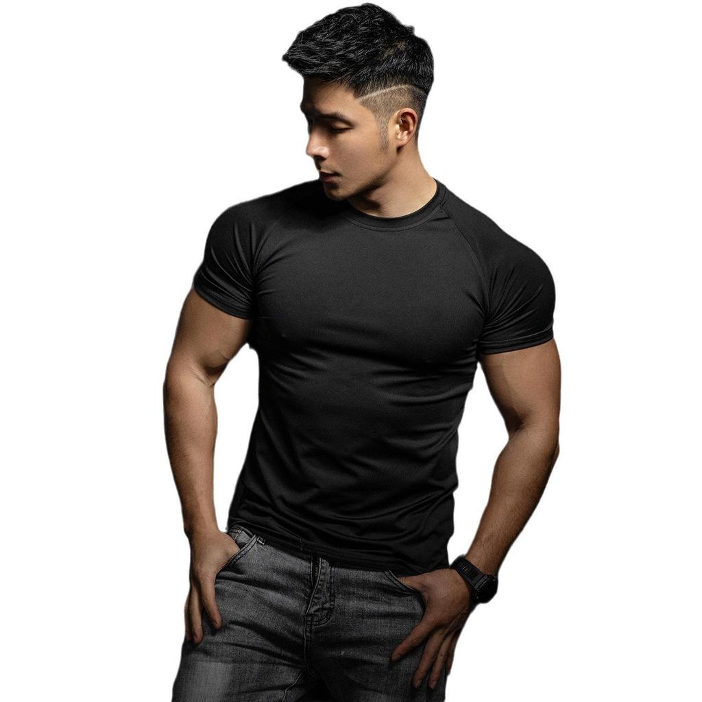 Heren Sneldrogend T-shirt met Korte Mouwen en Stretch voor Gym en Hardlopen