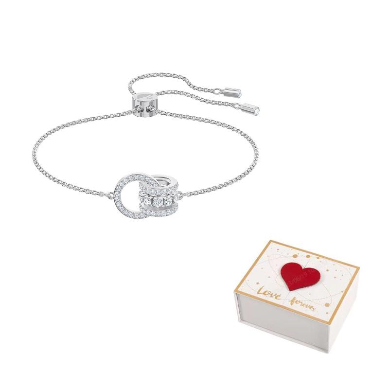 Swarovski White Gold Plated Bracelets Womens White F-white gift box белый