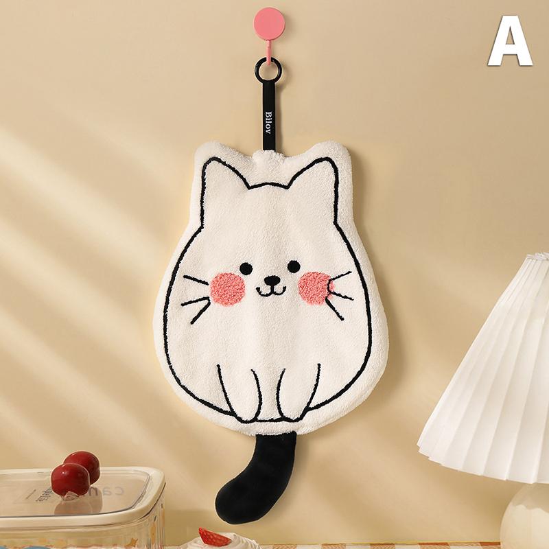 

Cat Hanging Hand Towel Thick Soft Absorbent Kitchen and Bathroom Wiping Towel Cute Decor