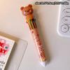 Kawaii Bear Cartoon Silicone 10 couleurs stylo à bille épais fournitures scolaires et de bureau