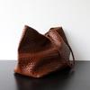 Handwoven Full-Grain Leather Tote Bag Women Large Capacity Vintage Chic Office In Soft Supple Cowhide