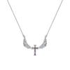 S925 Sterling Silver Angel Wings Necklace Women's Niche Design Wings Cross Pendant Light Luxury Premium Clavicle Chain