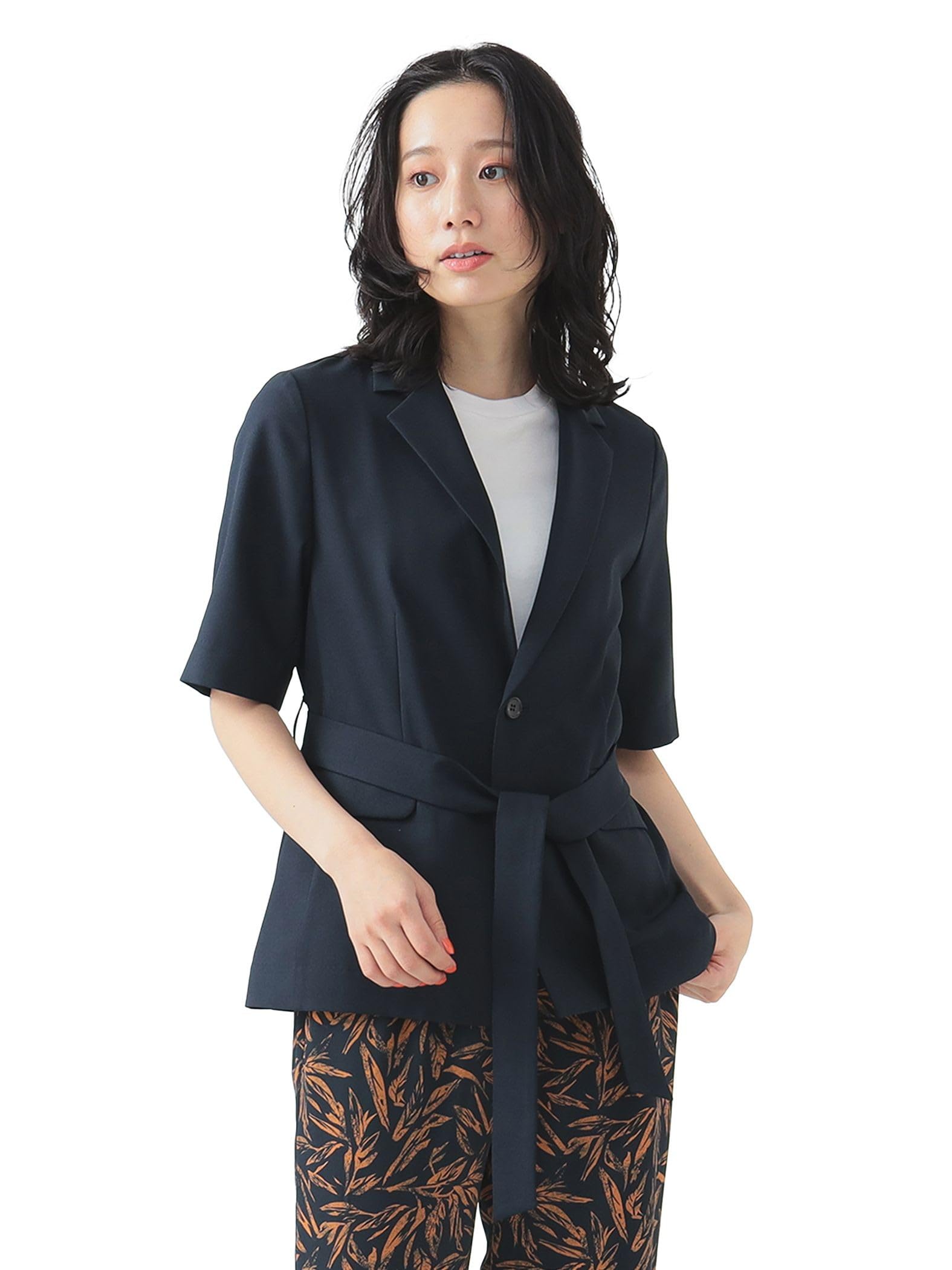 

В:MING LIFE STORE от BEAMS Женский темно-синий жакет с рукавом три четверти (Размеры S-M)