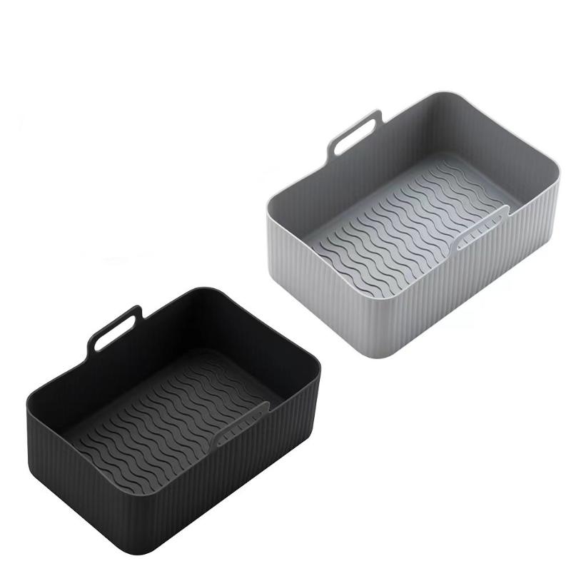 Air Fryer Silicone Pot Air Fryer Liner Heat Resistant Air Fryer Bake Silicone Basket Rectangle Baking Pan For Oven Microwave