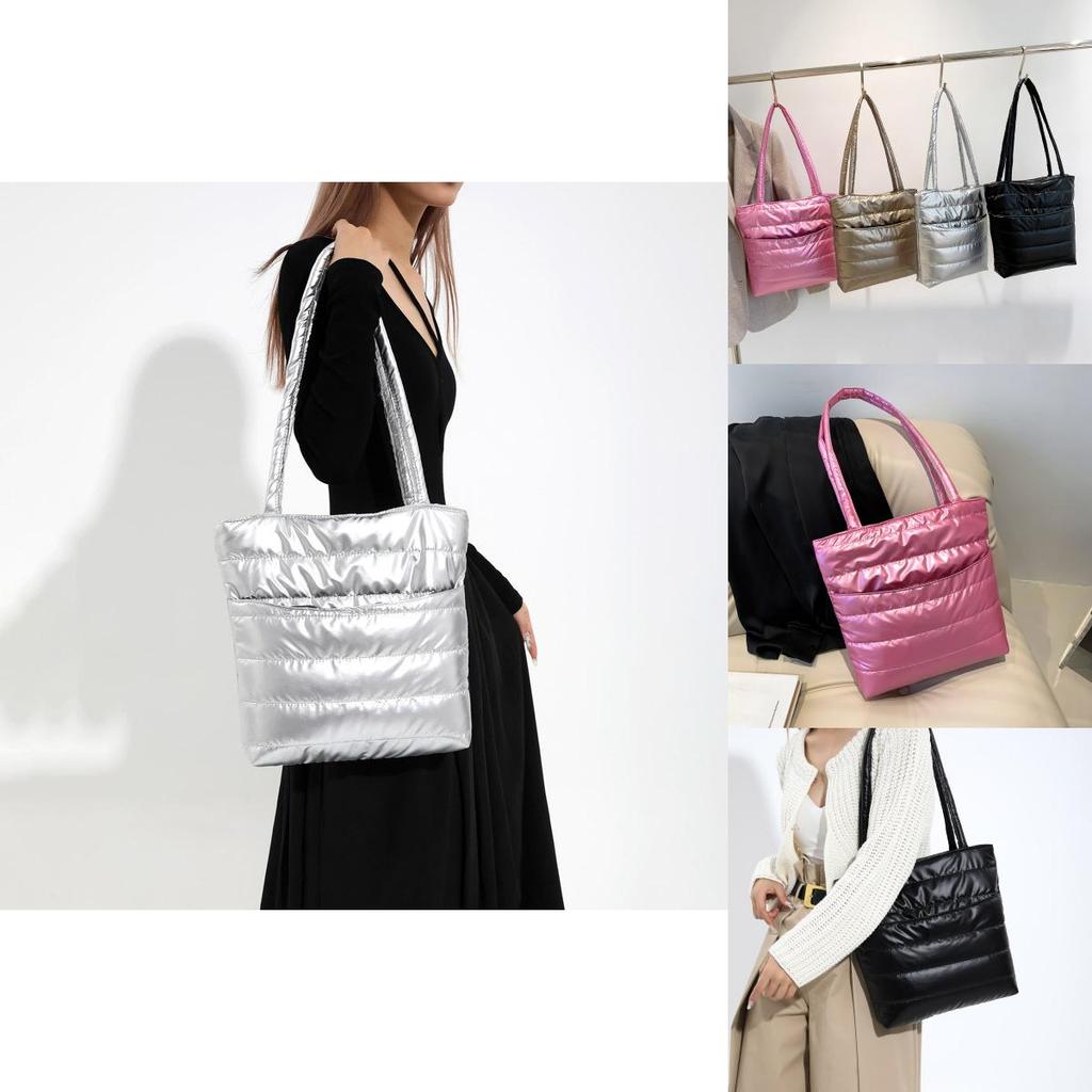 Trendy Street Style Cotton Tote Bag For Women Large Capacity Zippered Handbag