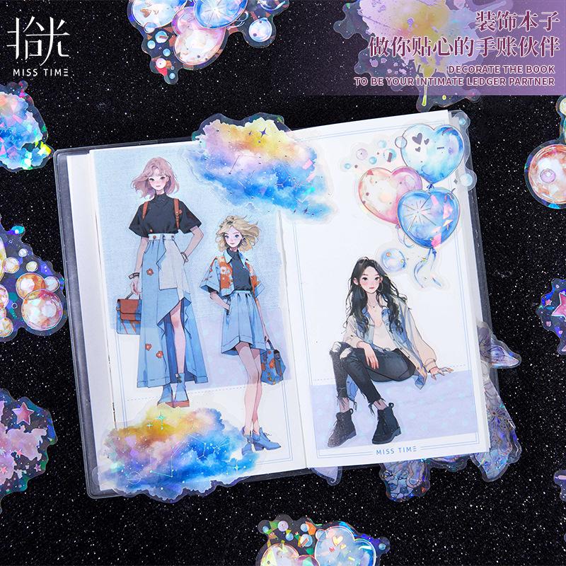 10pcs/lot Kawaii Stationery Stickers flowing light and overflowing colour Junk journaling stickers Scrapbooking Supplies
