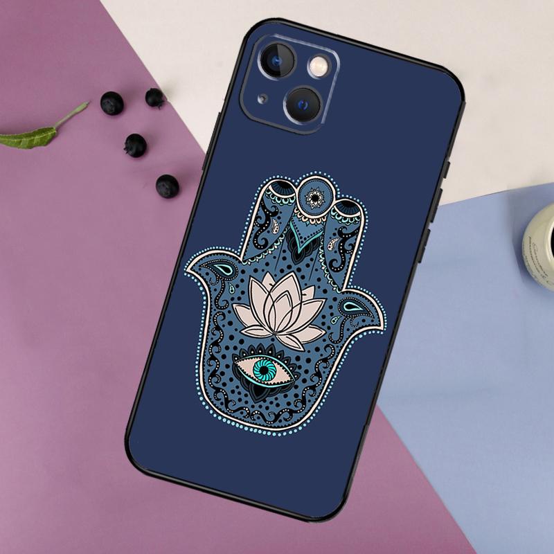 Hamsa Hand Of Fatima Art Silicone Case For iPhone 17 15 13 12 11 14 Pro Max 16 Plus 12 13 Mini 16e 17 Air Back Cover