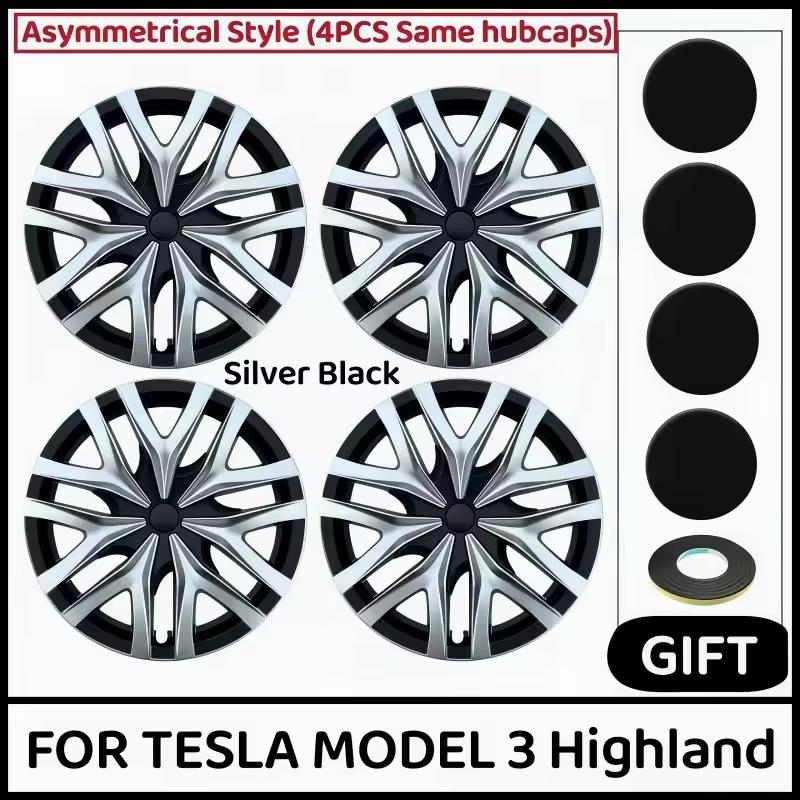4PCS 18-Inch For Tesla Model 3 Wheel Cover Highland Performance Hub Caps Replacement Wheel Full Rim Cover Accessories 2024-2026