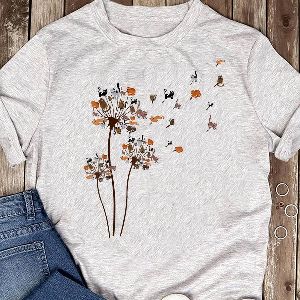 Cats Flower Fly Dandelion Shirt Cute Cat Lover T-Shirt - Gift for Cat Lovers - Funny Cat - Pet Tee - Mother's Day
