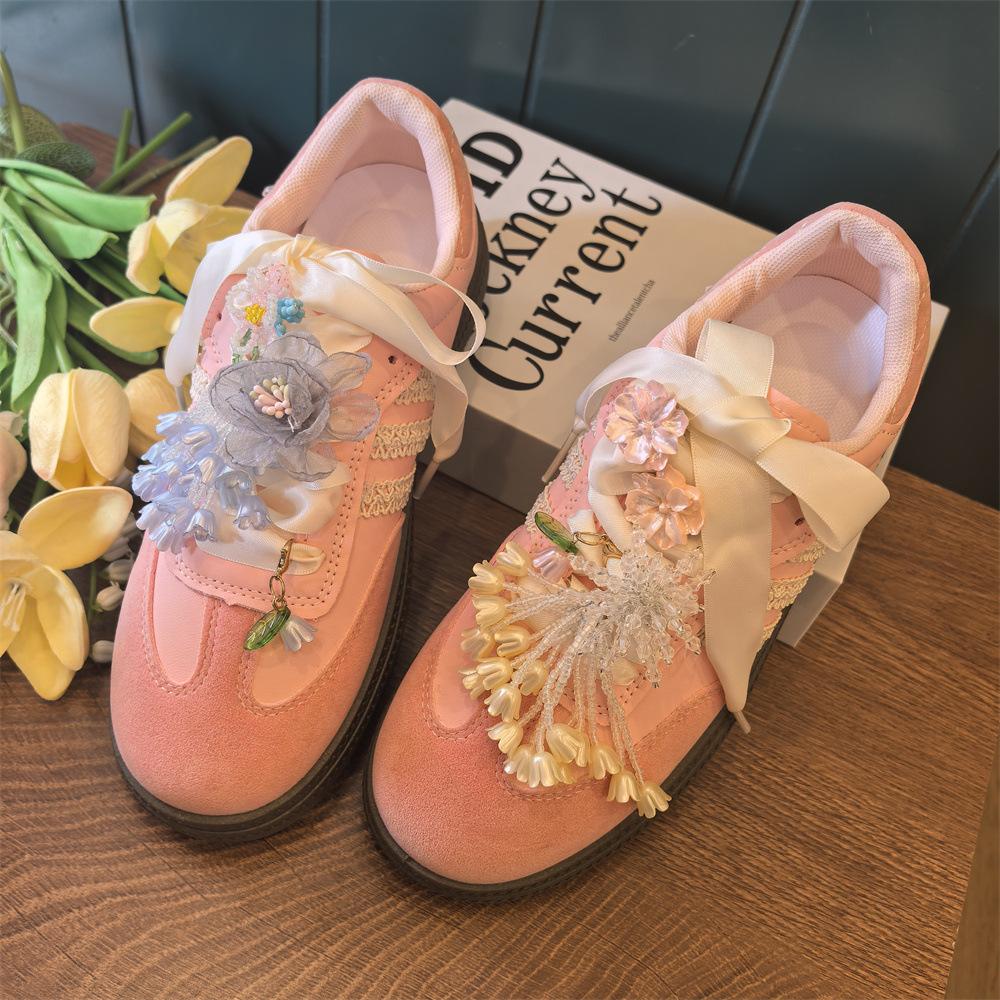 Lily of the valley Shoe laces Charms for Sneakers Decorations Camellia Pearl Flower Shoe Charm Buckle DIY Shoes Accessories 1Pcs