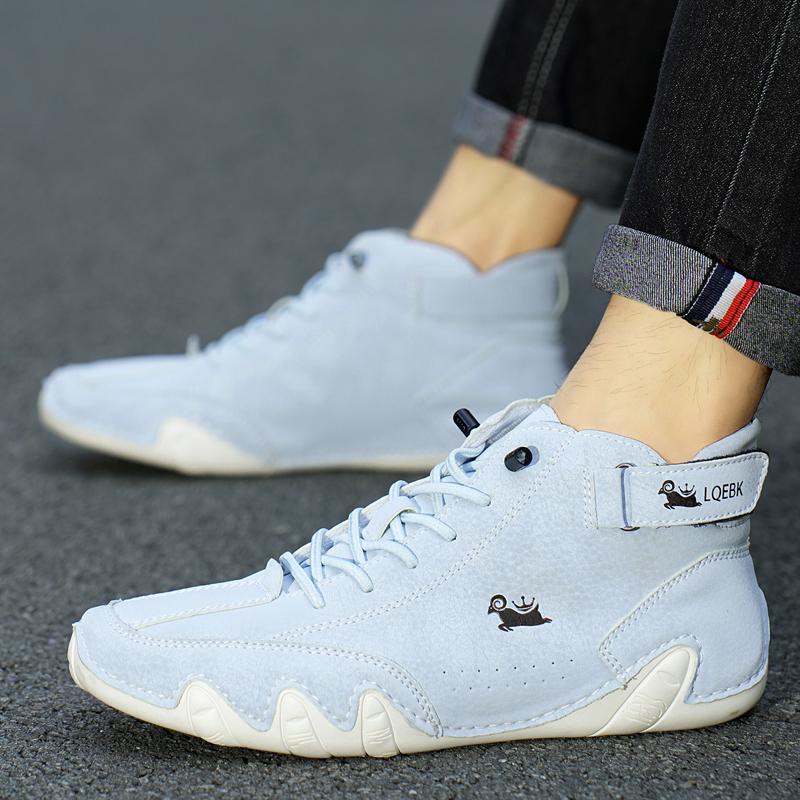 Herren Leder Casual Sneaker Weiche Sohle Runde Zehe Bequeme Paar Loafer Luxus Mode Wandern Frauen Stiefeletten