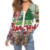 Women's Fashion Christmas Print Long-Sleeved Pocketed Slim-Fit Cardigan Coat