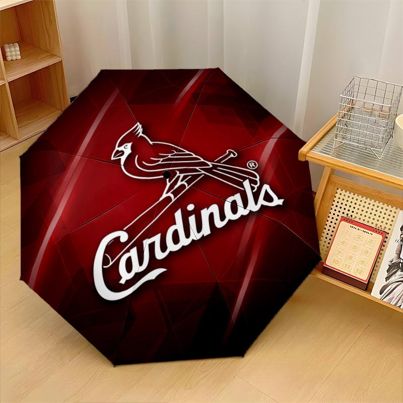 St. Louis Cardinals Print Auto 8?Ribs Folding Umbrella Wind Resistant Lightweight Automatic Umbrella For Daily Travel