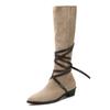 Fashion Fashion Slim Lace-up High Boots Vintage  Leisure Shoes Women Suede Booties Autumn Winter Ladies Knee High Boots Shoes High Heels