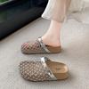 Summer Woman Round Toe Casual Slides Holidays Beach Sandals Woman Flat Sandals Women Braided Mesh Hollow Out Mules Shoes