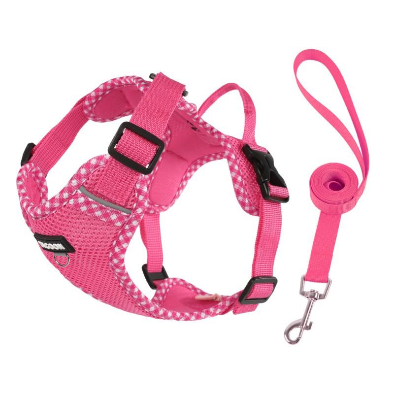Adjustable Reflective Dog Harness With Leash Small To Medium Dogs Breathable Anti-Escape Chest Vest