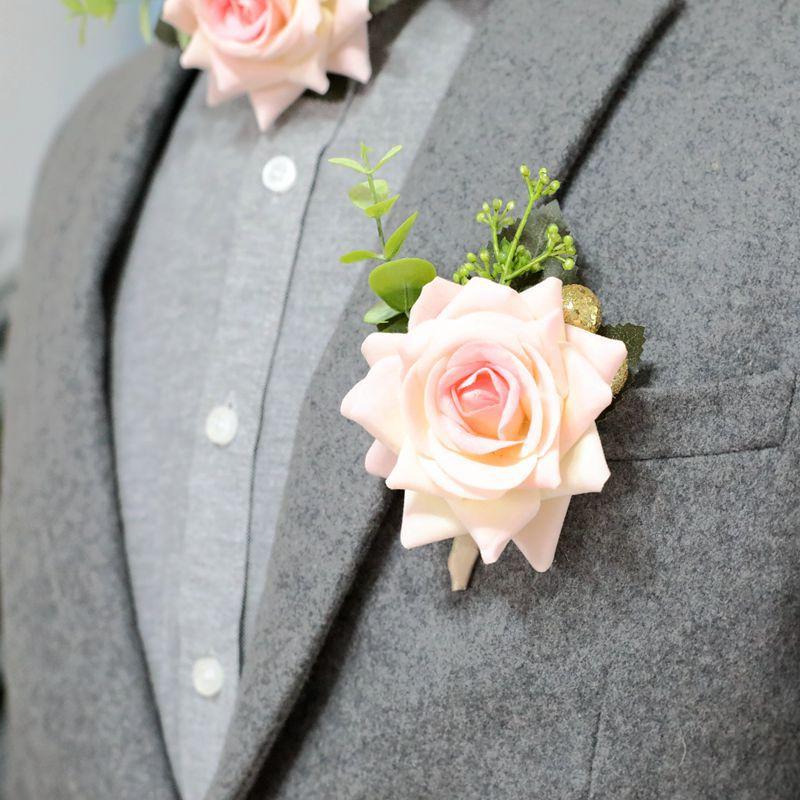 Chinese Bride Bridesmaid Wedding Wrist Flower Groom Best Man Corsage Simulation Rose 6 Colours