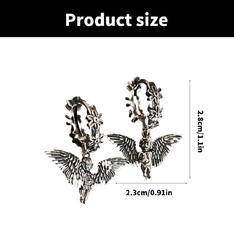 Angel Wing and Flower Hoop Earrings Fashionable Ear Rings Accessory for Parties Easy to Wear Ear Pendants Accessories