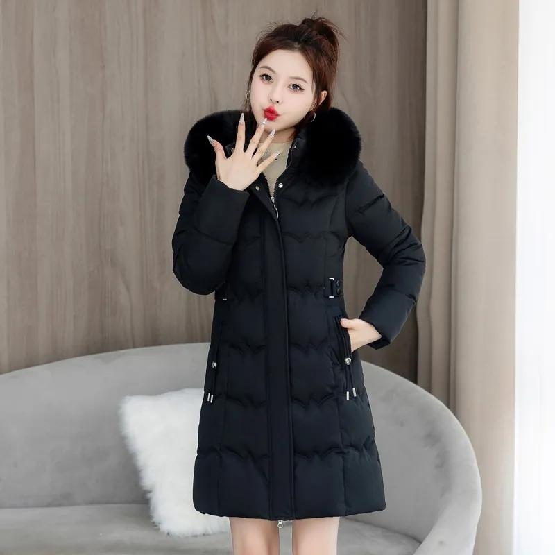 Women's Winter Parka Coat Hooded Korean Version Lady Down Cotton Jacket Warm Temperament Ladies Cotton Padded Outerwear