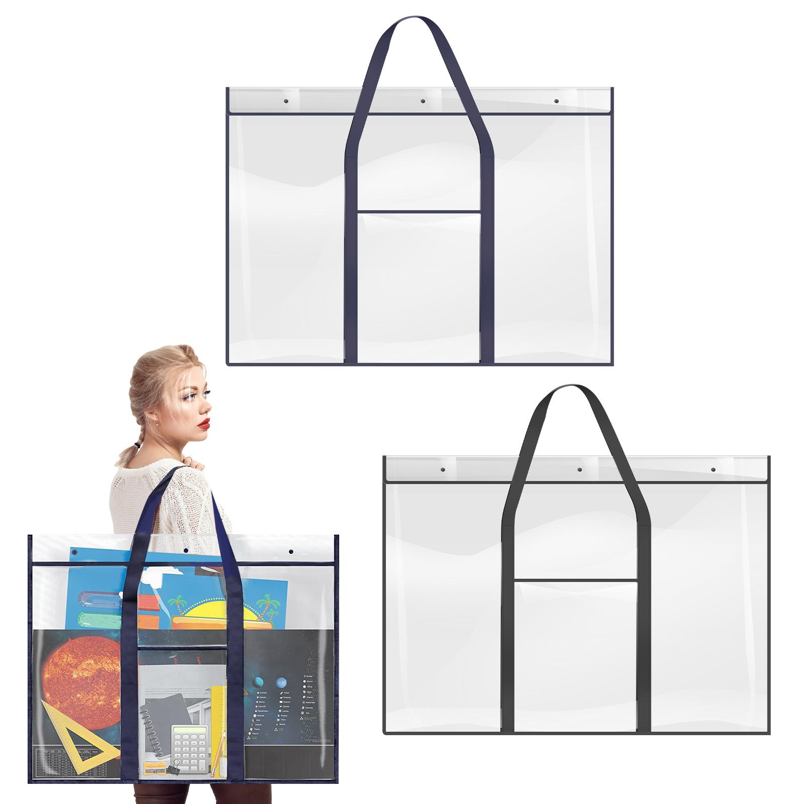 Large Poster Storage Bags 120x90/80x64cm Clear PVC Art Portfolio Storage Travel Waterproof Organizer Bags Bulleti Board Holder