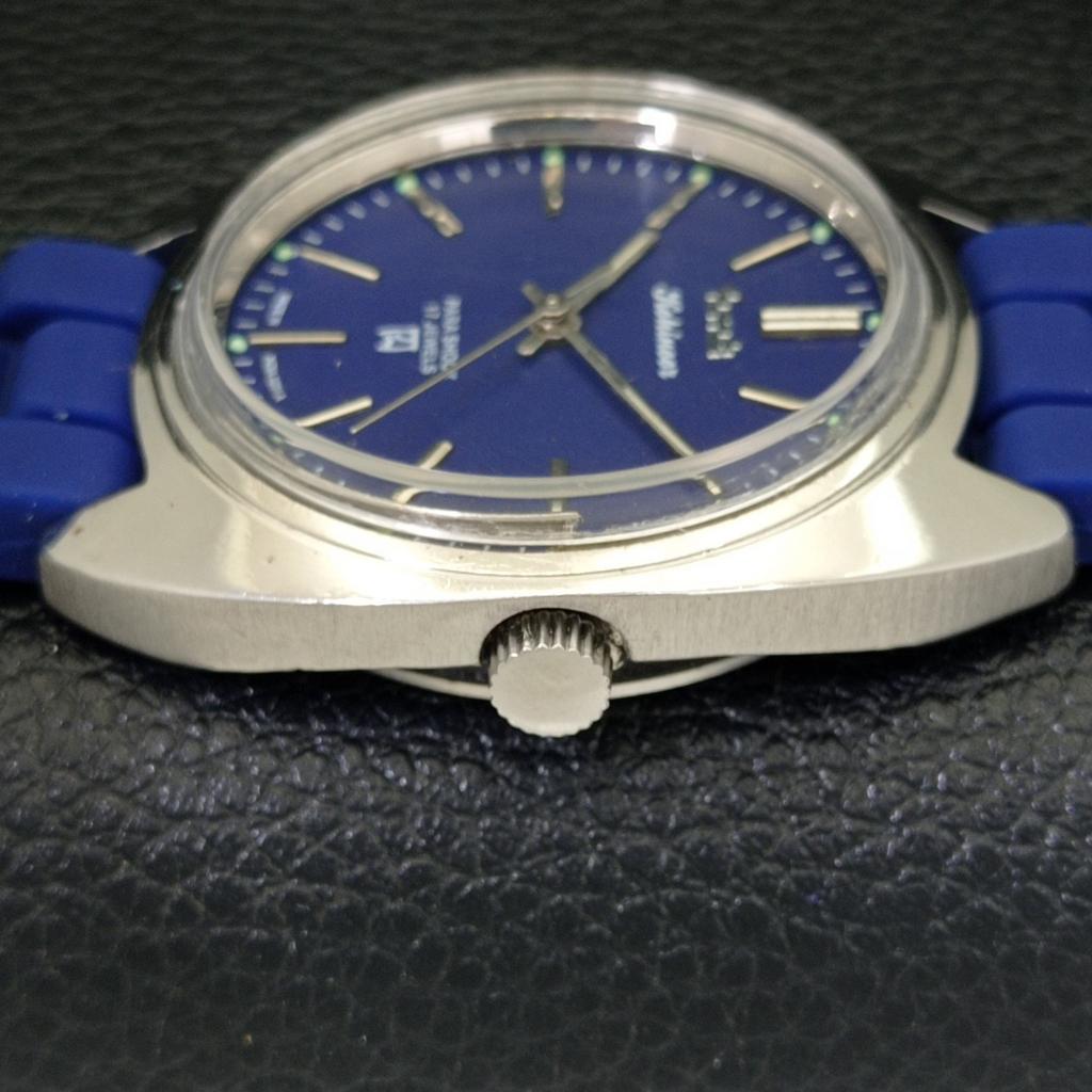 USED HMT HAND-WINDING INDIAN MENS BLUE COLOR DIAL WATCH A432125-2 R110-a432125