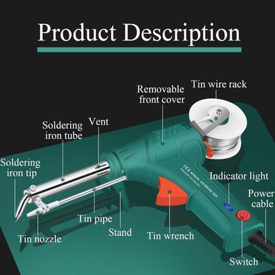 110V/220V Portable External Heat Tin Soldering Gun, 60W Handheld Automatic Tin Soldering Iron Household Electric Soldering Iron