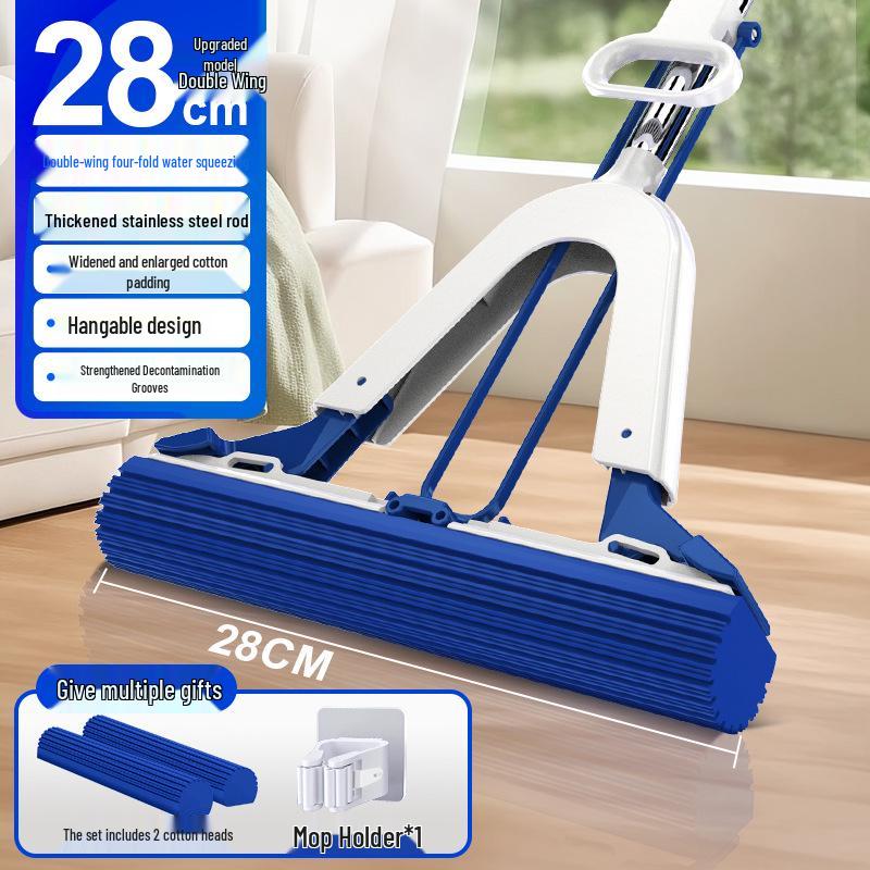 Sponge Mop: Foldable, Hand-Free Cotton Mop for Easy Water Absorption