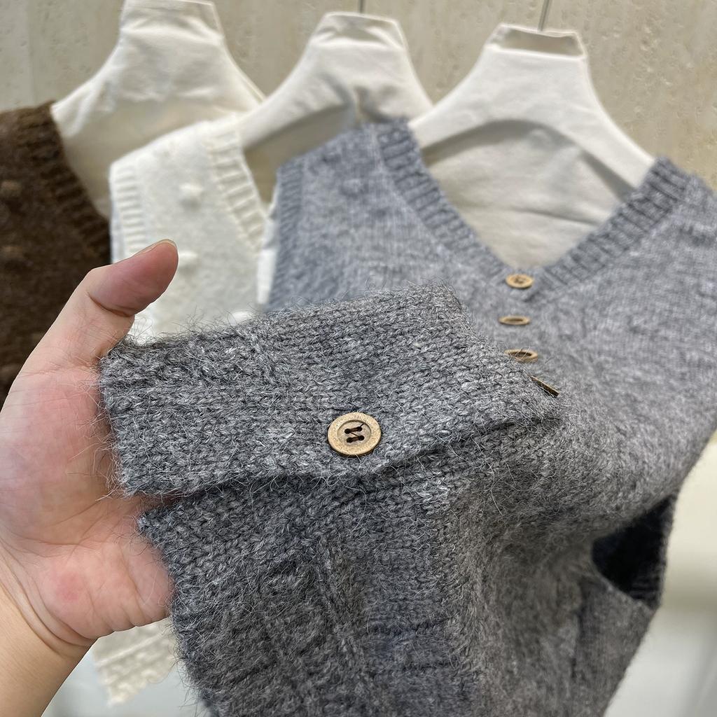 DIMANAF 2025 Autumn Women Sleeveless Vest Sweaters Knitting Buttons Oversize Casual Style Loose Sweater