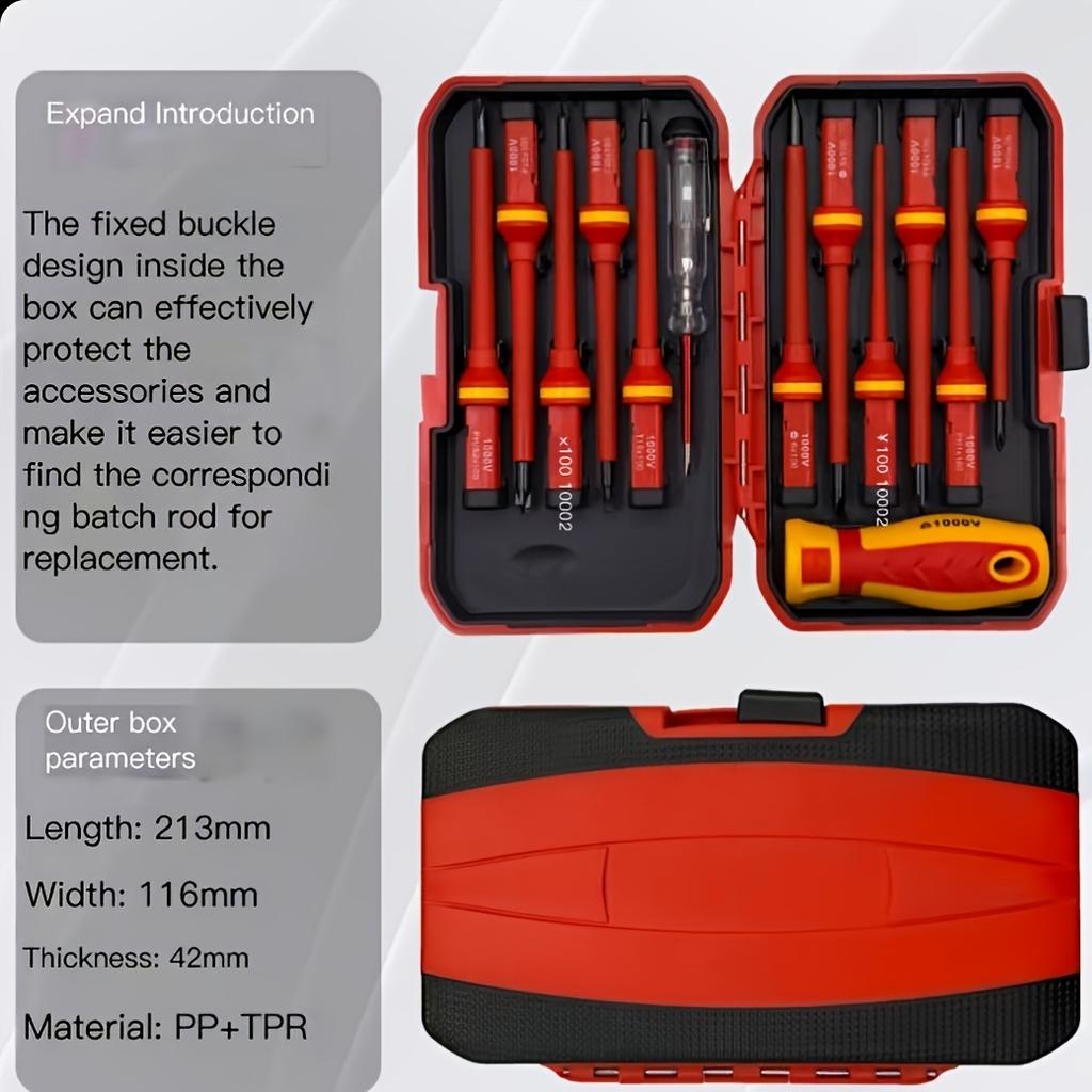 13pcs Magnetic Screwdriver Set with Interchangeable Bits - Durable Steel, Ideal for Electricians & DIY Repairs
