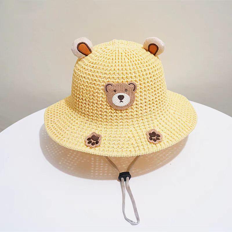Children's Sun Hat Summer Thin Boys and Girls Baby Sun Hat Straw Hat Breathable Big Eaves Bucket Hat Sun Hat