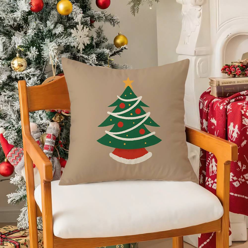 Merry Christmas Pillow Case Holiday Happy Atmosphere Short Plush Double-sided Printing Home Cushion Cover
