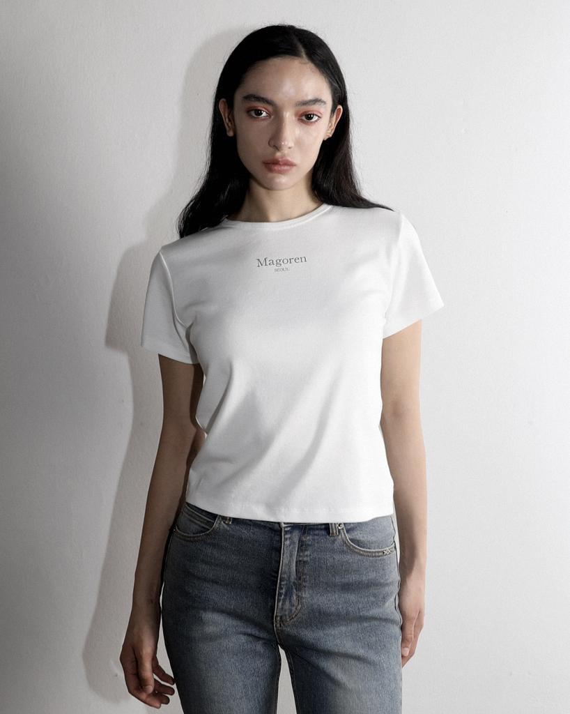 Maegolenseoul Magoren Logo Semi-Crop T-Shirt White