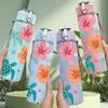 1PC Tropical Flower Turtle Leaf Print 750ml Color Plastic Sports Water Bottle Leakproof Flip Straw Lid Suitable for Sports Office Home Use