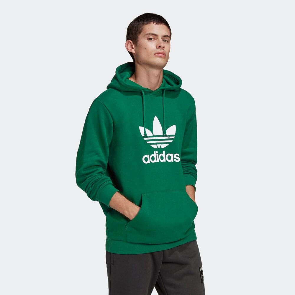 adidas Originals TREFOIL French Terry Fleece Size O Dark Green HOODIE, Sweatshirt, (177-183cm), FTR07,