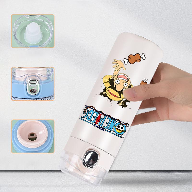 400Ml Anime One Piece Baskılı Termos Şişe Paslanmaz Çelik Kupa Sızdırmaz Vakumlu Matara Termal Kahve Çay Süt Su Şişesi