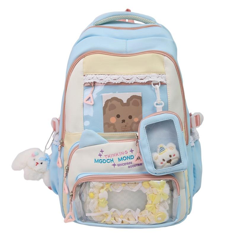 Color Block Student Schoolbag Children's Large Capacity Backpacks with Coin Purse